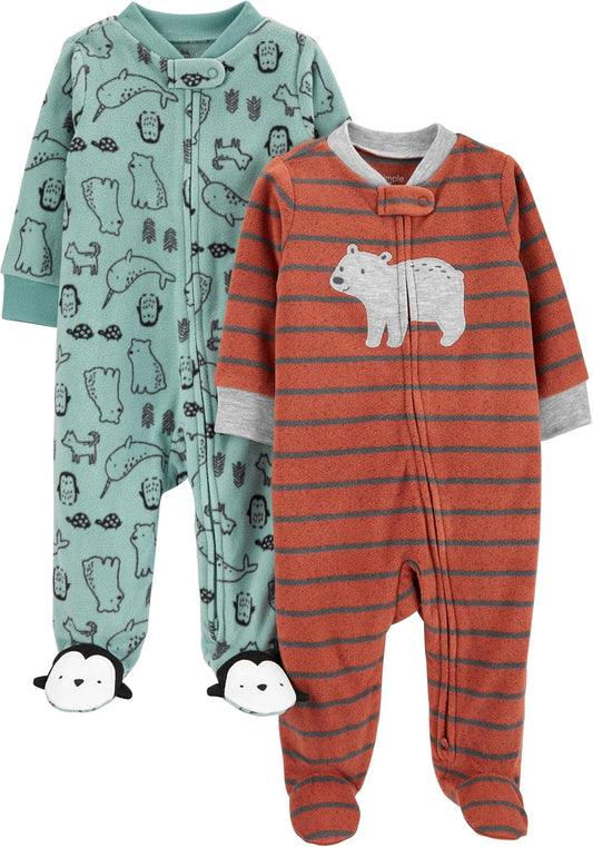 Baby Boys' 2-Pack Fleece Footed Sleep and Play