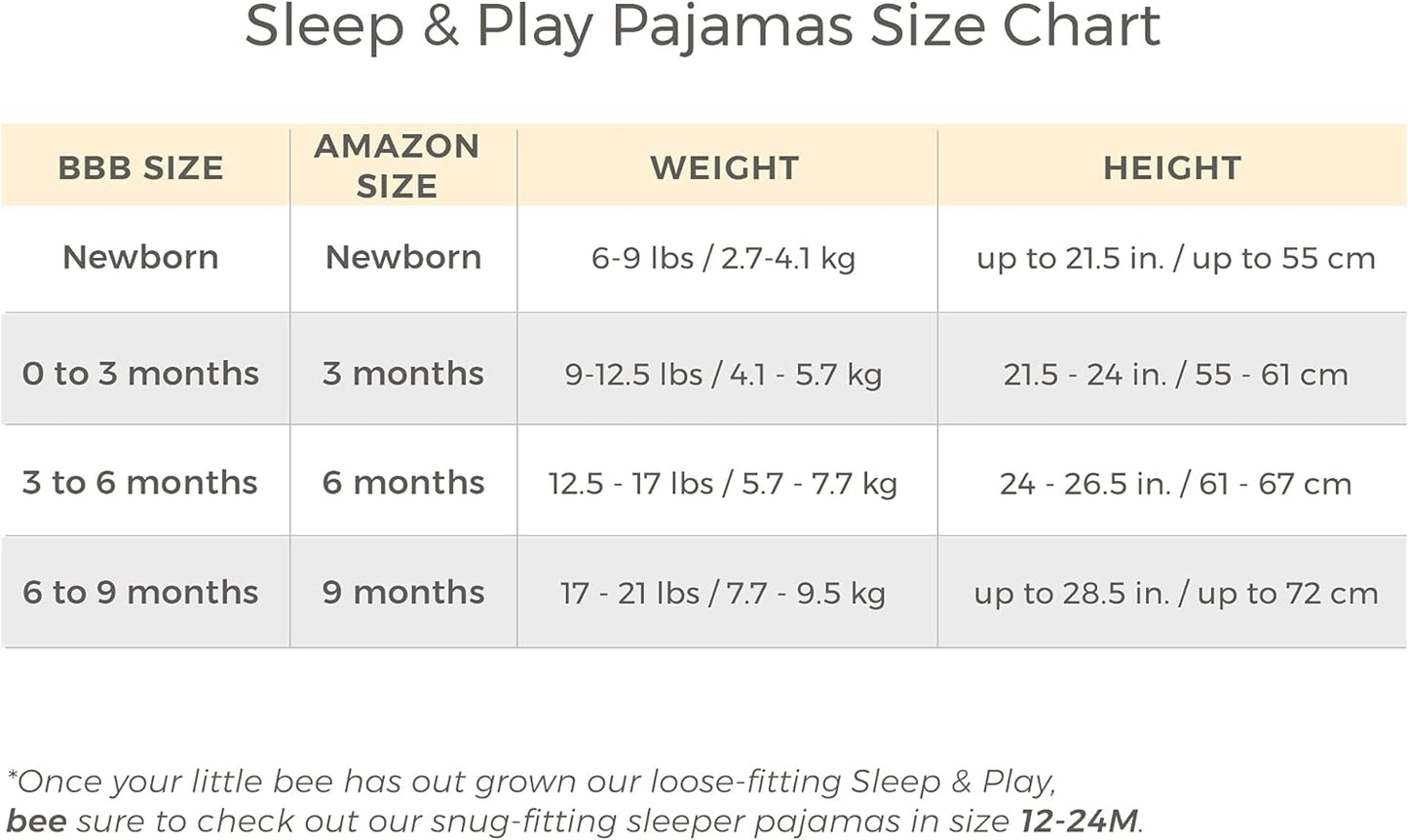 Girls Footed One-Piece Pajamas, Sleep and Play Loose Fit, 100% Organic Cotton, Sizes NB to 6-9 Months