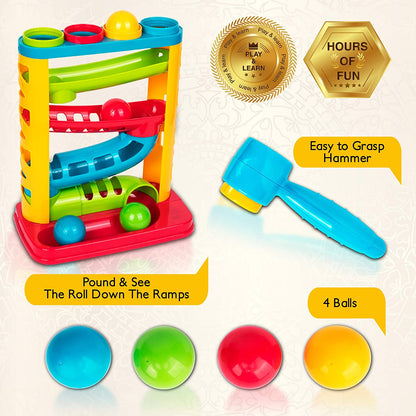 Durable Pound a Ball Toys for Toddler, Stacking, Learning, Active, Early Developmental Hammer Montessori Toys, Fun Gifts for Boy & Girl - STEM Educational Toy - Great Birthday Gift Ages 1 2 3