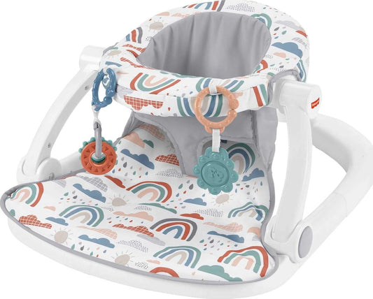 Portable Baby Chair Sit-Me-Up Floor Seat with Developmental Toys & Machine Washable Seat Pad, Rainbow Sprinkles