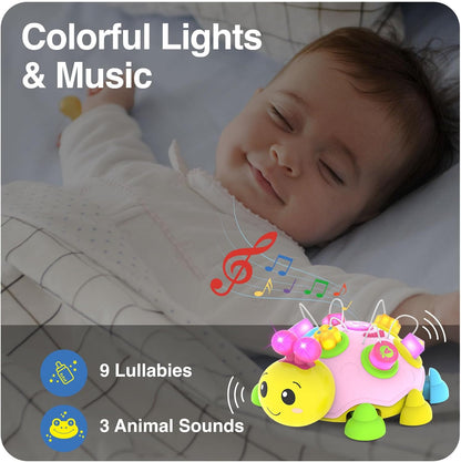 Baby Musical Ladybug Crawling Toys,Baby Toys 6-12 Months with Light-Up Music, Early Educational Learning Montessori Toys, Infant Gift Toys for 7 8 9 10 11 Months 1-2 Years Old Newborn Girls (Pink)